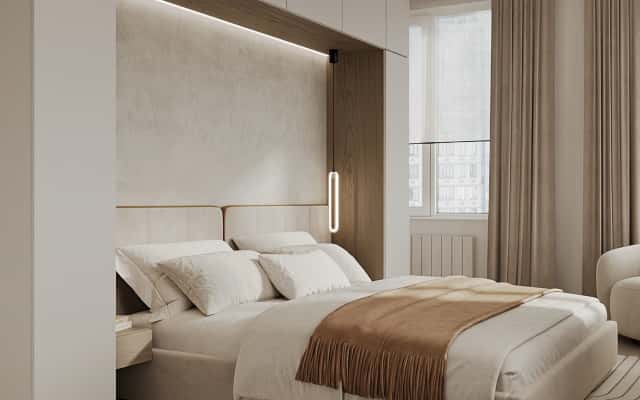 Nowoczesne triki Nowoczesne wnętrze małego mieszkania z wykorzystaniem trików optycznych powiększających przestrzeń.