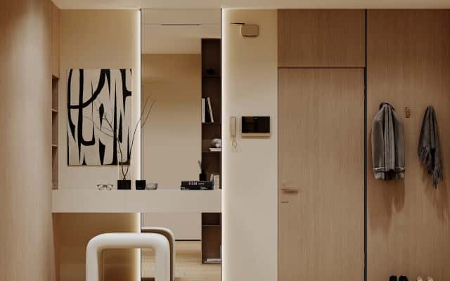 Nowoczesna łazienka Design 3-pokojowego mieszkania: nowoczesna łazienka ze stylową armaturą i płytkami. Projektowanie wnętrz.