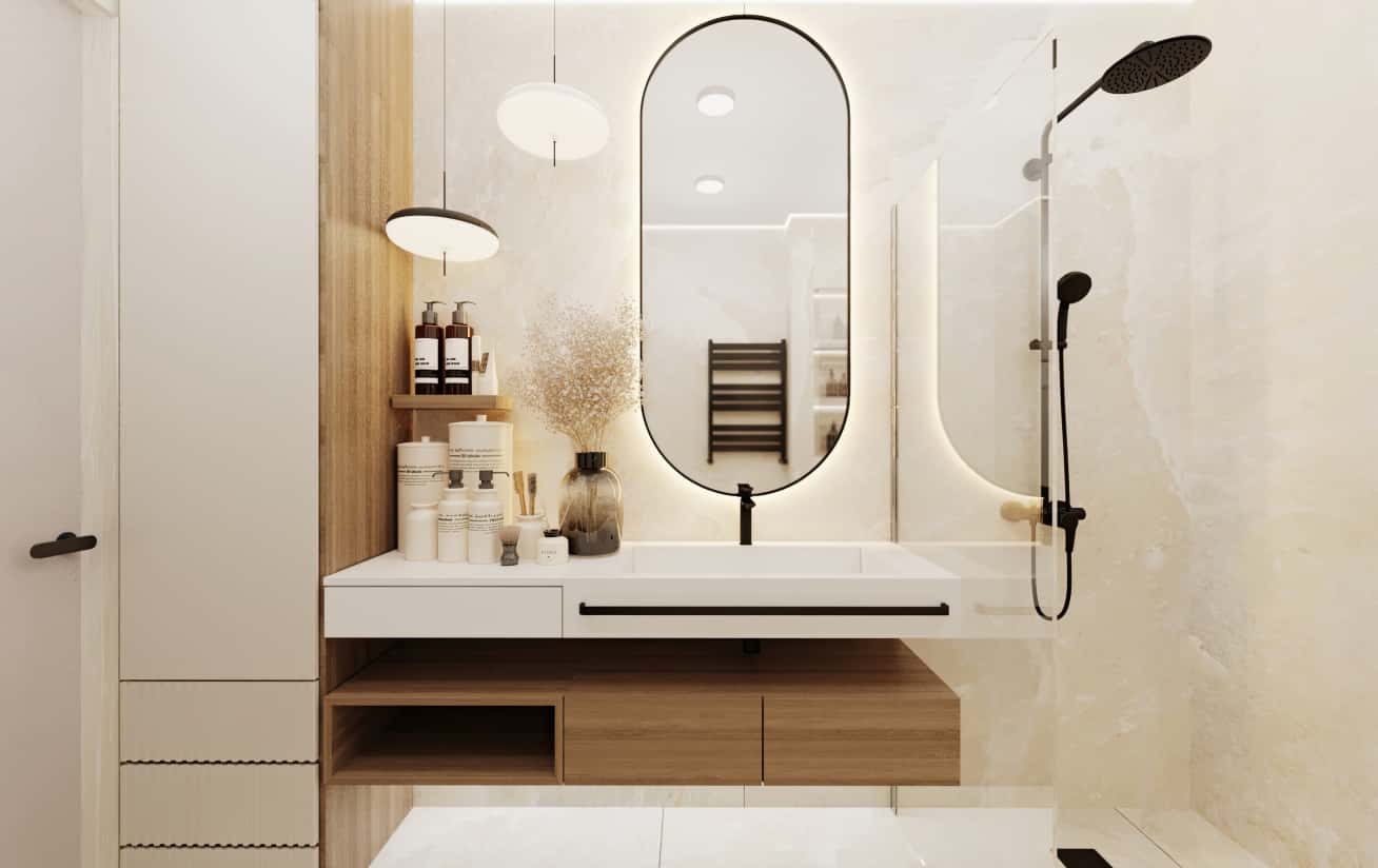 Funkcjonalny minimalizm Minimalistyczny salon w trzypokojowym mieszkaniu 2026: funkcjonalne meble i przestrzeń.