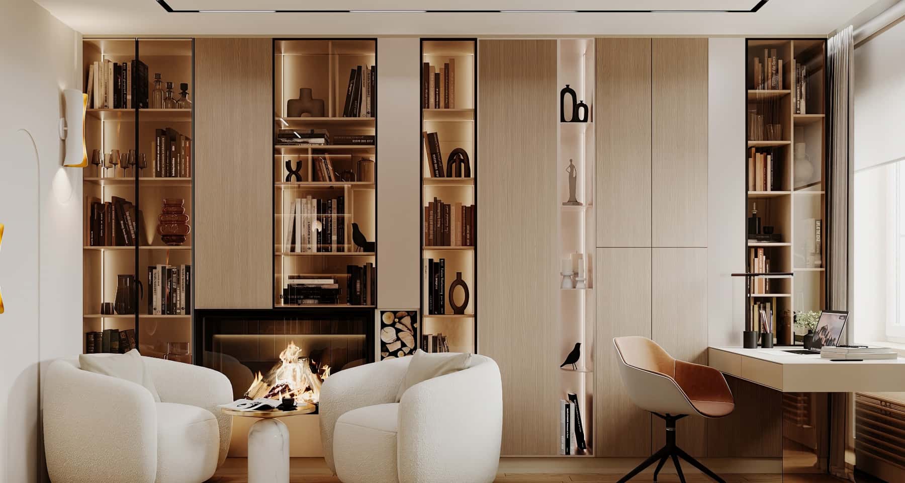 Drewno i zieleń Nowoczesne wnętrze 3-pokojowego mieszkania z elementami drewna i roślinami. Minimalizm 2026.