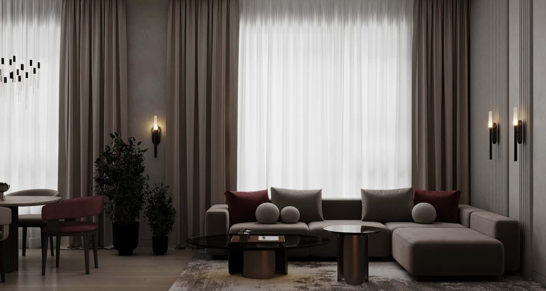 Otwarta przestrzeń Nowoczesne wnętrze 3-pokojowego mieszkania z otwartą kuchnią-salonem i strefą relaksu.