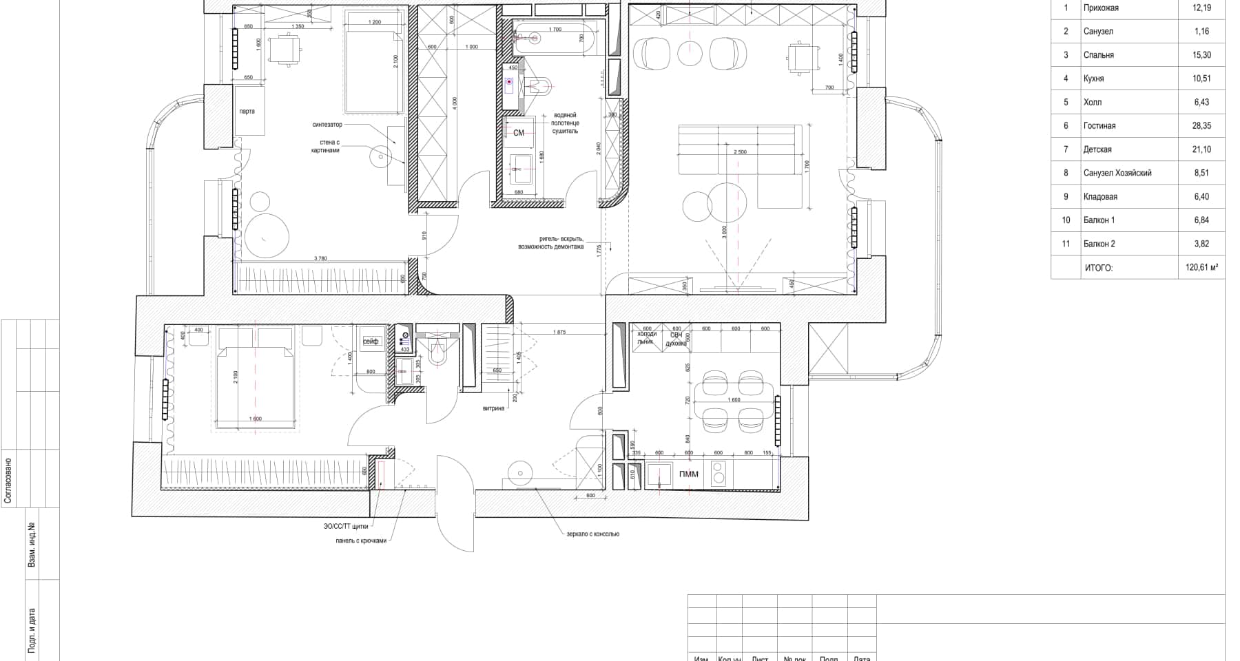 Sypialnia w 3 pokojach Aranżacja sypialni w 3-pokojowym mieszkaniu: duże łóżko i szafki nocne. Wygodna przestrzeń.