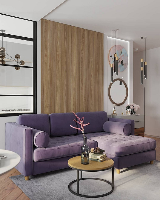 Sofa: Aranżacje 2026 Kolorowa sofa w aranżacji wnętrz. Inspiracje na 2026 i sofa aksamitna.