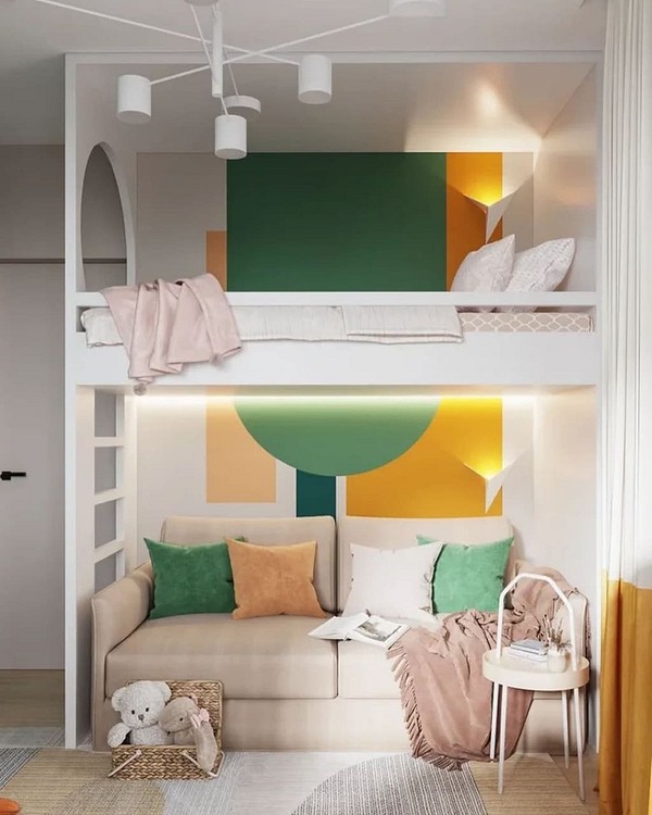 Łóżko piętrowe z sofą Łóżko piętrowe z sofą w pokoju dziecięcym: oszczędność przestrzeni i funkcjonalny design 2026.