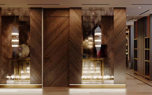 Przedpokój: Pierwsze Wrażenie Elegancki przedpokój z dużą szafą i lustrem dla wygody i stylu.