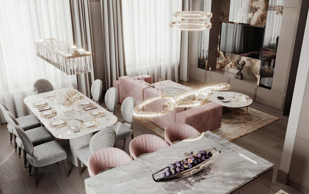 Art Deco w detalu Design apartamentu w stylu Art Deco z luksusowymi meblami i dekoracjami wnętrz