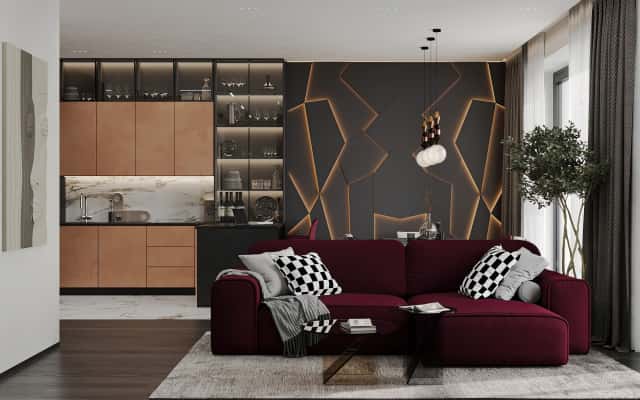 Luksusowe wnętrze Eleganckie projektowanie wnętrz mieszkań: luksusowy apartament w stylu nowoczesnej klasyki.