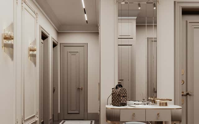 Rodzinny apartament Nowoczesny design apartamentu z elementami neoklasyki i Art Deco dla rodziny