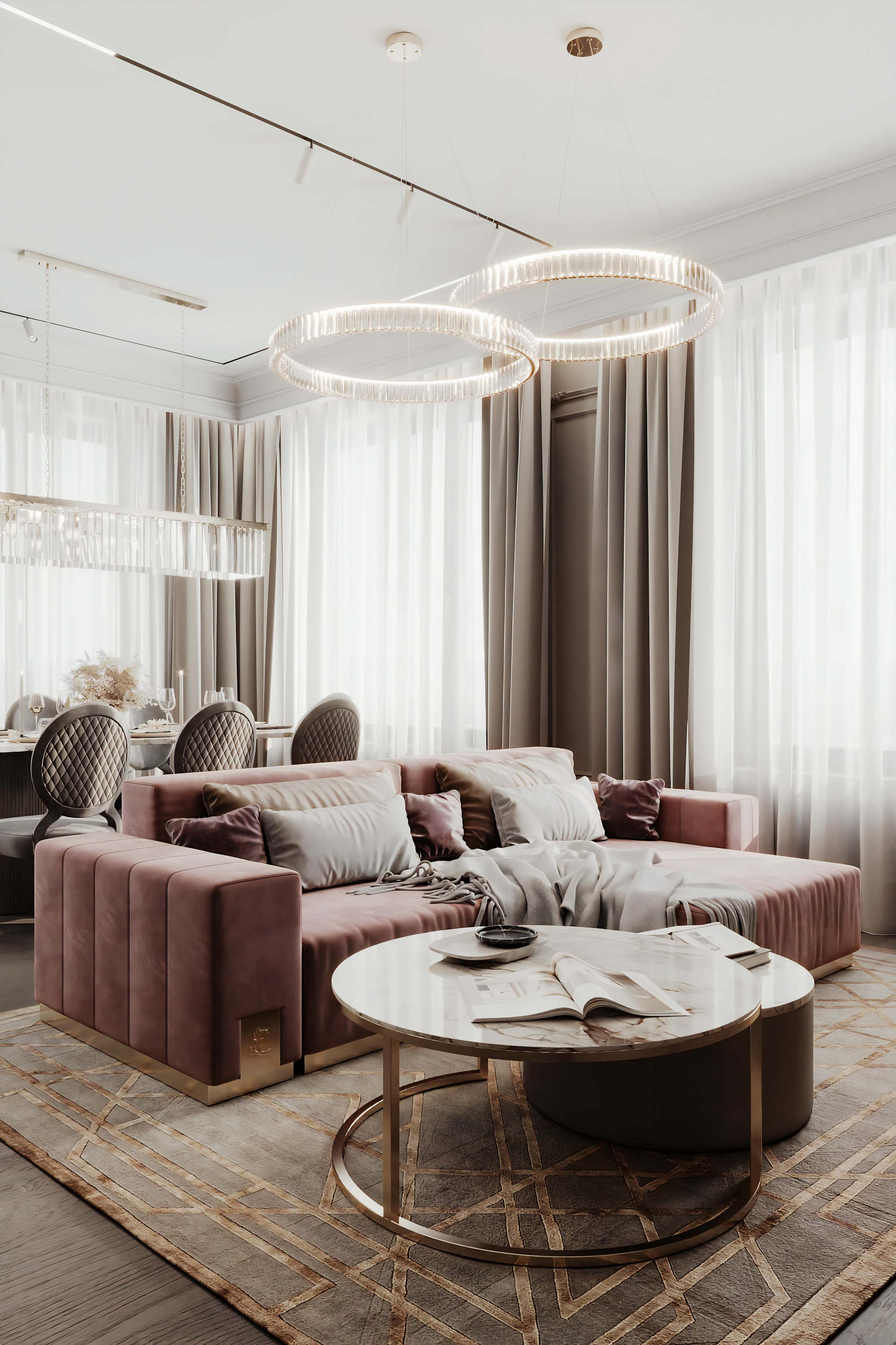 Wyrafinowany design Luksusowy design apartamentu w stylu neoklasycznym z wyrafinowanymi elementami Art Deco