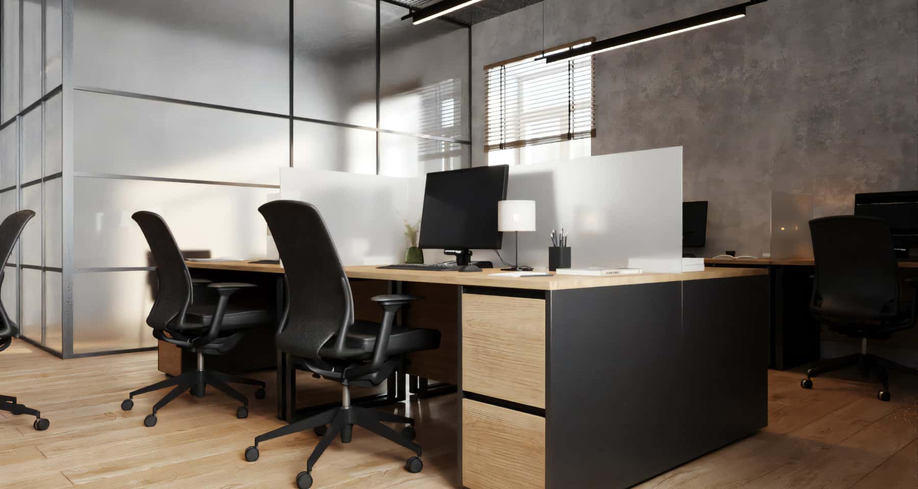 Trendy biurowe 2026 Modny design biurowy 2026: połączenie stylu loft, minimalizmu i ekologii w jednym.