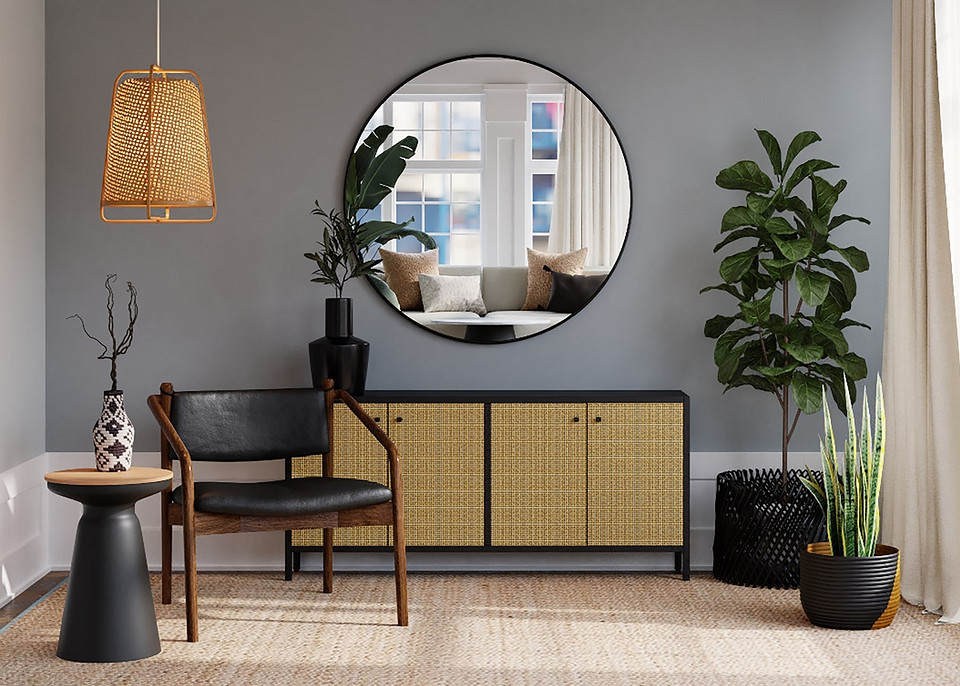 Komplet wypoczynkowy Komplet mebli do salonu: sofa, fotel i stolik kawowy w naturalnych odcieniach.