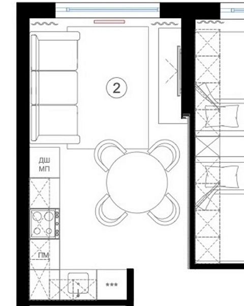 Stół łączy strefy Przestronna kuchnia z salonem: duży stół łączy strefy gotowania i relaksu.