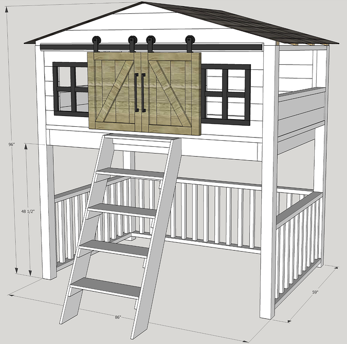 Mała antresola DIY Ilustracja łóżka na antresoli do samodzielnego wykonania w małym mieszkaniu