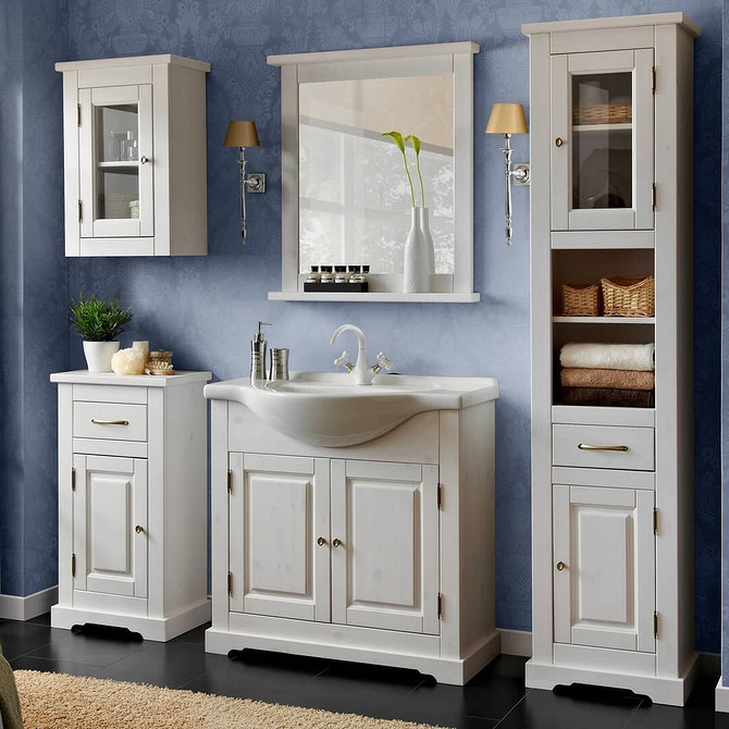 Oszczędność miejsca Elegancka szafka pod umywalkę w małej łazience: idealne rozwiązanie dla oszczędności miejsca