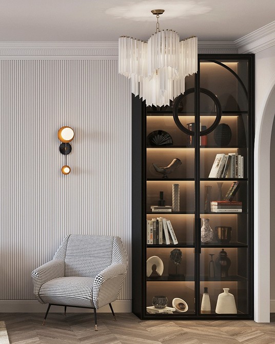 Minimalistyczny serwant Elegancki serwant w jasnym salonie z minimalistycznym designem i dbałością o detale.