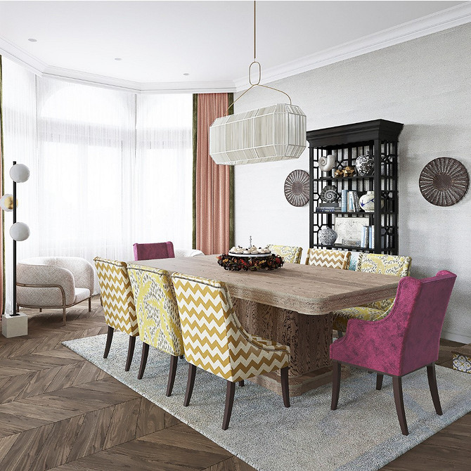 Serwantka: Metal i nowoczesność Serwant do naczyń w salonie z metalowymi detalami i nowoczesnymi materiałami.