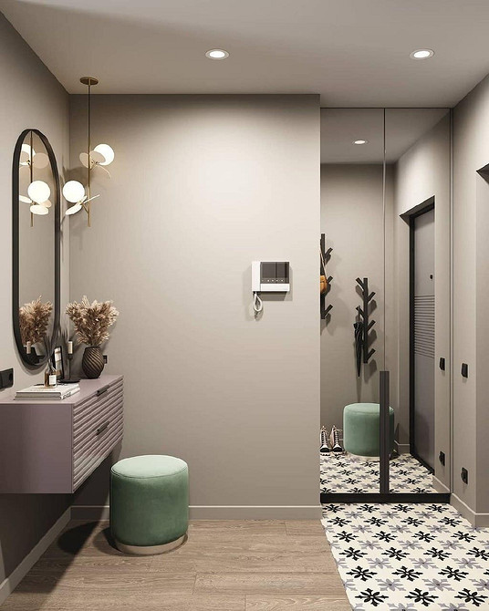 Szafa z lustrem 2026 Nowoczesna szafa do przedpokoju z lustrem i oświetleniem, aranżacja wnętrza 2026.