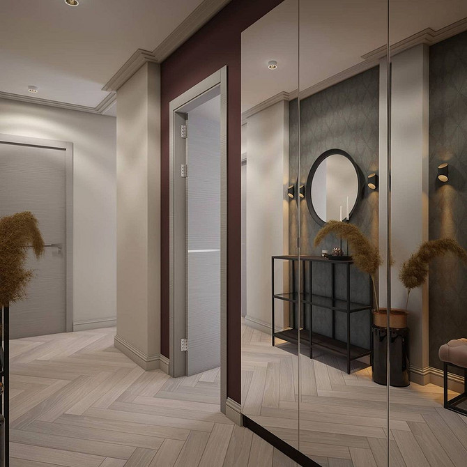 Nowoczesna szafa z lustrem Szafa do przedpokoju z lustrem i rozwiernymi drzwiami w nowoczesnym stylu