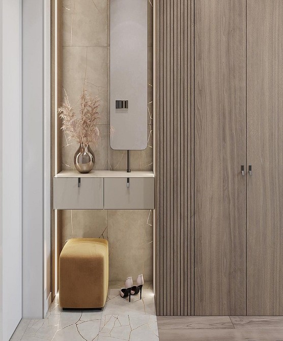 Elegancka szafa do przedpokoju Nowoczesna szafa do przedpokoju z drzwiami uchylnymi w stylowym domu.