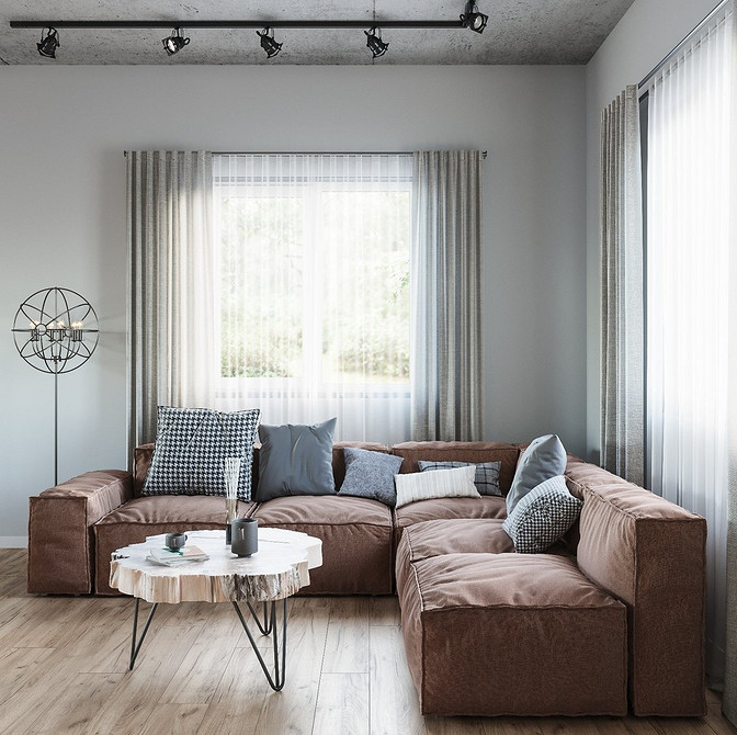 Elegancja w brązie Elegancka brązowa sofa w aranżacji wnętrz, inspirujące połączenie kolorów i materiałów.