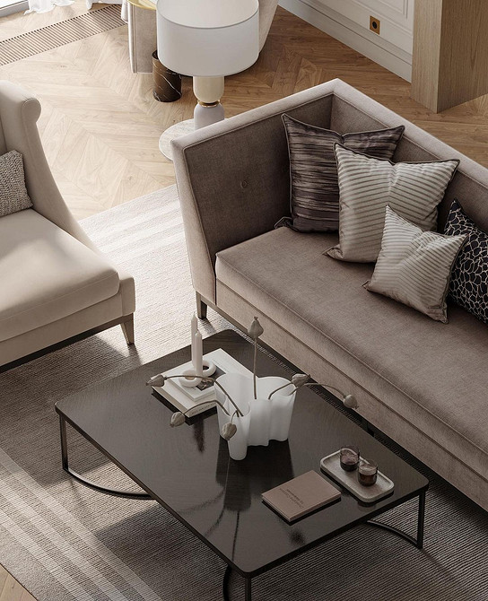 Sofa: Dwa w jednym Brązowa sofa-łóżko w małej salonie, idealna do oszczędzania miejsca. Funkcjonalność.