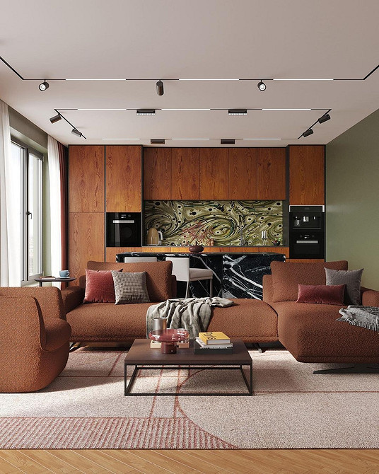 Klasyka: brązowa sofa Klasyczna brązowa sofa w eleganckim salonie, tradycyjny styl i ponadczasowa elegancja.