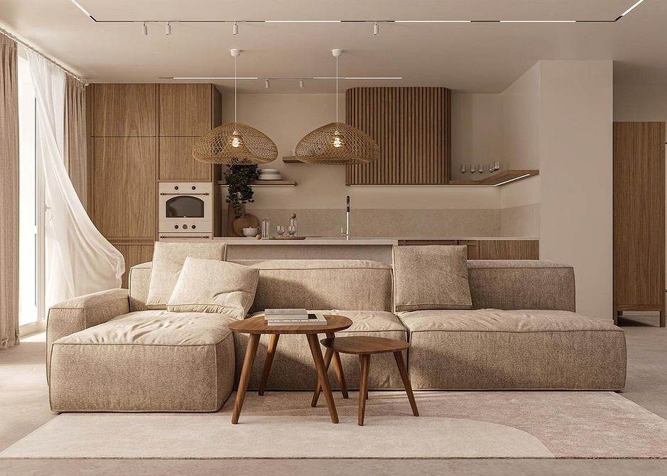 Brązowa sofa: Elegancja Brązowa sofa w odcieniach orzechowych w pokoju dziennym: elegancja i styl