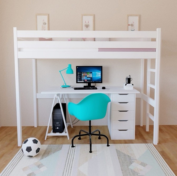 Zabawa i sen Łóżko piętrowe z biurkiem i przestrzenią do zabawy dla dzieci w 2026 roku