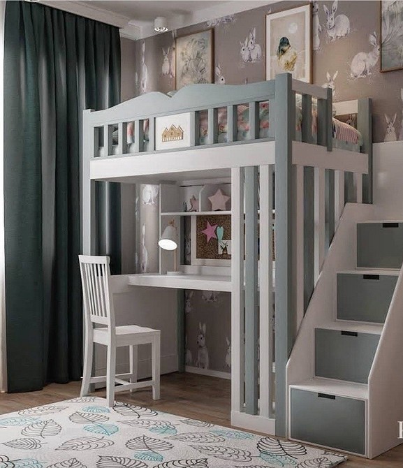 Antresola - trendy 2026 Funkcjonalne łóżko na antresoli w małym mieszkaniu. Styl rustykalny 2026.