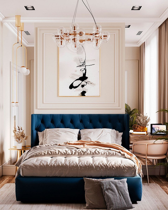 Elegancja i komfort snu Eleganckie łóżko z miękkim zagłówkiem. Wyrafinowana tkanina i wygodne podparcie pleców.