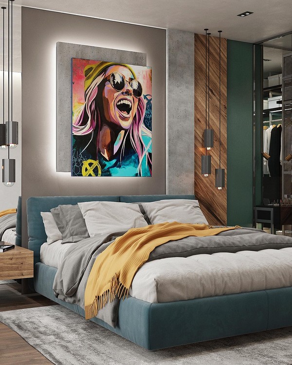 Skórzany Luksus Snu Luksusowe łóżko z miękkim skórzanym zagłówkiem w eleganckim wnętrzu sypialni.