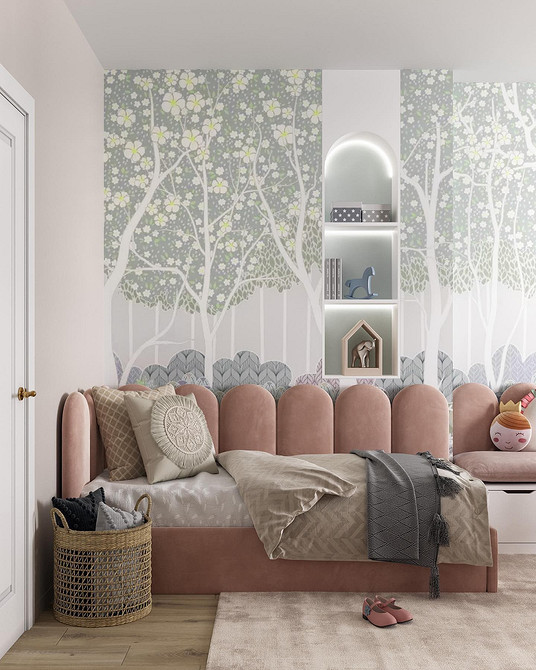 Miękkie łóżko dziecięce Dziecięce łóżko z aksamitnym zagłówkiem do przytulnego pokoju dziecięcego w 2026 roku.