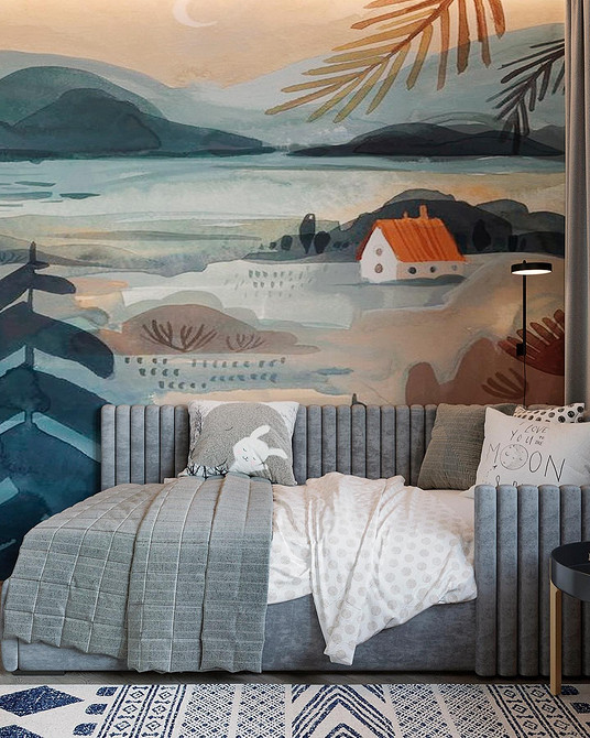 Eleganckie miękkie łóżko Eleganckie łóżko z miękkim zagłówkiem 2026 w sypialni z nowoczesnym oświetleniem.