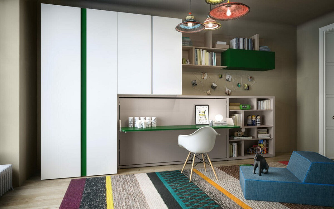 Eleganckie łóżko transformer Łóżko transformer w szafie: eleganckie rozwiązanie do małego mieszkania, oszczędność przestrzeni.