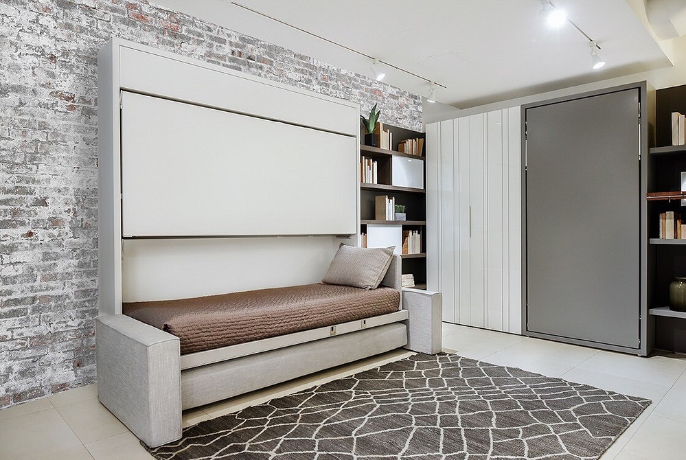 Ergonomiczne meble Nowoczesne łóżko transformer w szafie. Oszczędność przestrzeni i ergonomiczne rozwiązanie.