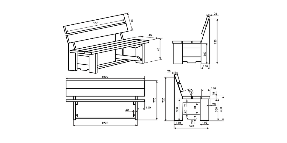 Ławka - zrób to sam! Zdjęcie przedstawia лавочка z drewna своими руками ze спинкой: gotowy чертеж i instrukcja.