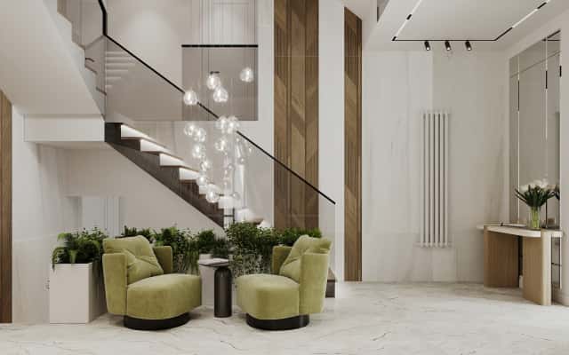 Światło i Przestrzeń Przestronny salon w domu z 2026 roku z oświetleniem wielopoziomowym dla komfortu.