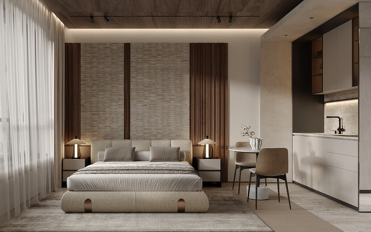 Dubaj: Panoramiczny Penthouse Nowoczesny penthouse z panoramicznymi oknami w Dubaju i widokiem na miasto.