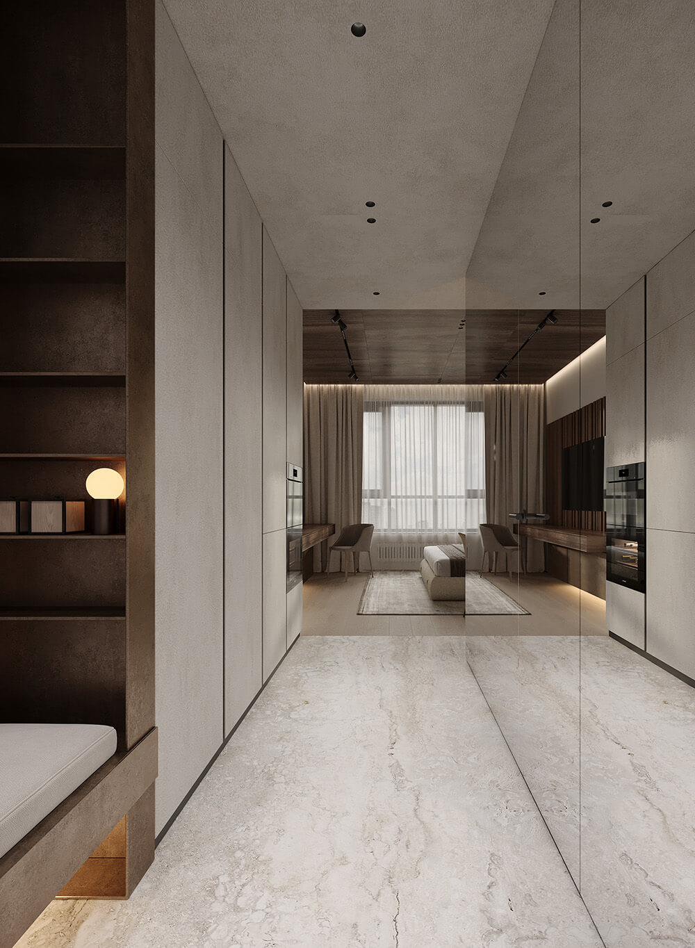 Dubaj: Studio z Widokiem Penthouse-studio w Dubaju z panoramicznymi oknami: Nowoczesny design i komfort.