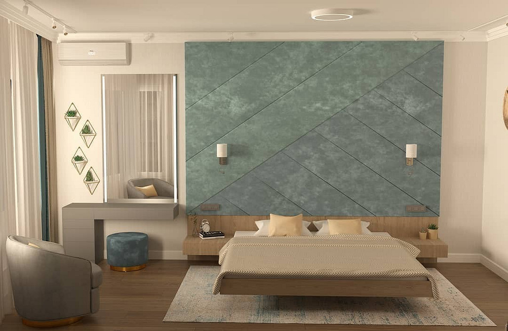 Drewno i Lewitujące Łóżko Elegancka sypialnia z lewitującym łóżkiem, drewnianymi panelami i miękkim dywanem – przytulność w 2026