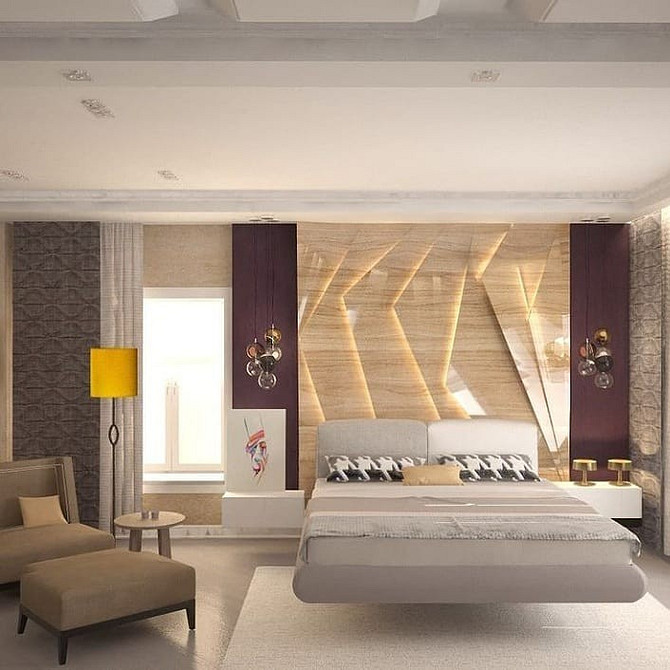 Funkcjonalność i styl Stylowe latające łóżko z oświetleniem LED w nowoczesnym designie sypialni, funkcjonalność i estetyka.