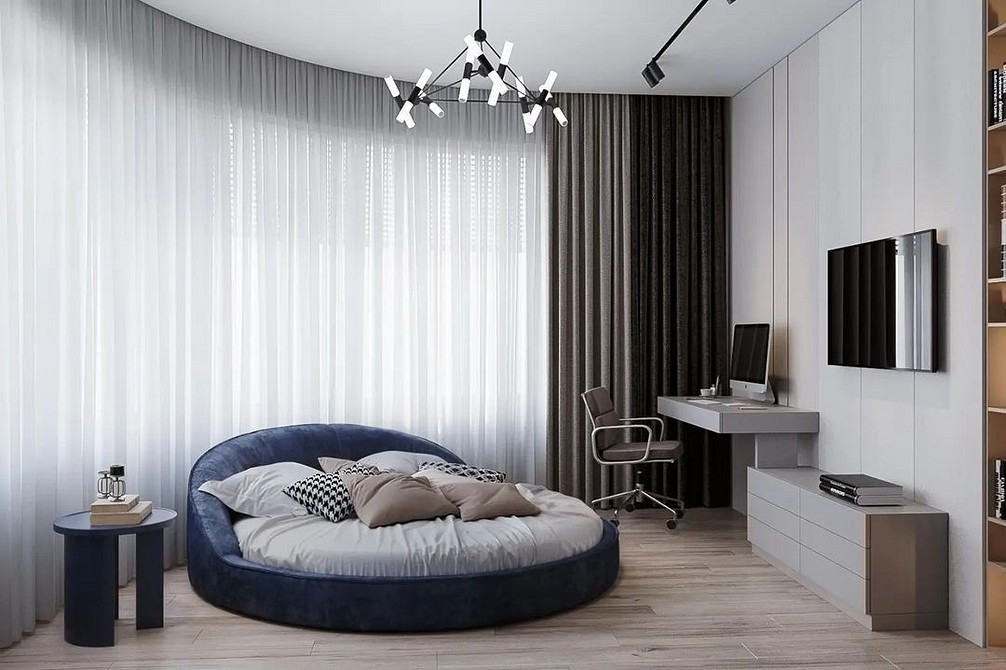 Stylowa sypialnia z LED Stylowa sypialnia z latającym łóżkiem i nowoczesnym oświetleniem LED 2026.