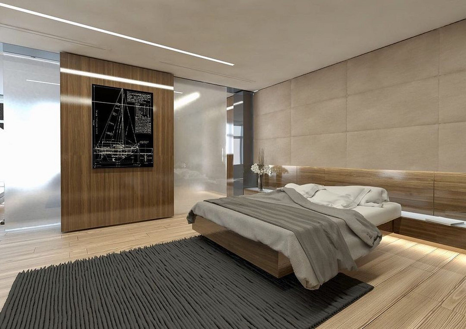 Innowacyjny komfort snu Innowacyjny design sypialni z podwieszanym łóżkiem, zapewniający komfort i estetykę. Sypialnia z wysokim sufitem.