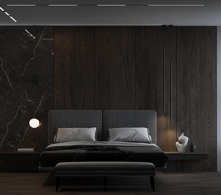 Ciepła atmosfera LED Przytulna sypialnia z podświetlanym latającym łóżkiem, tworząca ciepłą atmosferę w pomieszczeniu.