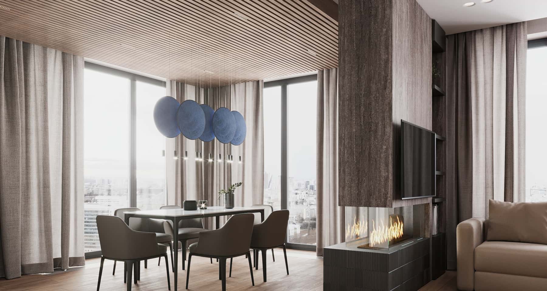 Ekologiczny salon 2026 Ekologiczny salon 2026 z naturalnymi materiałami i wydzielonymi strefami relaksu.