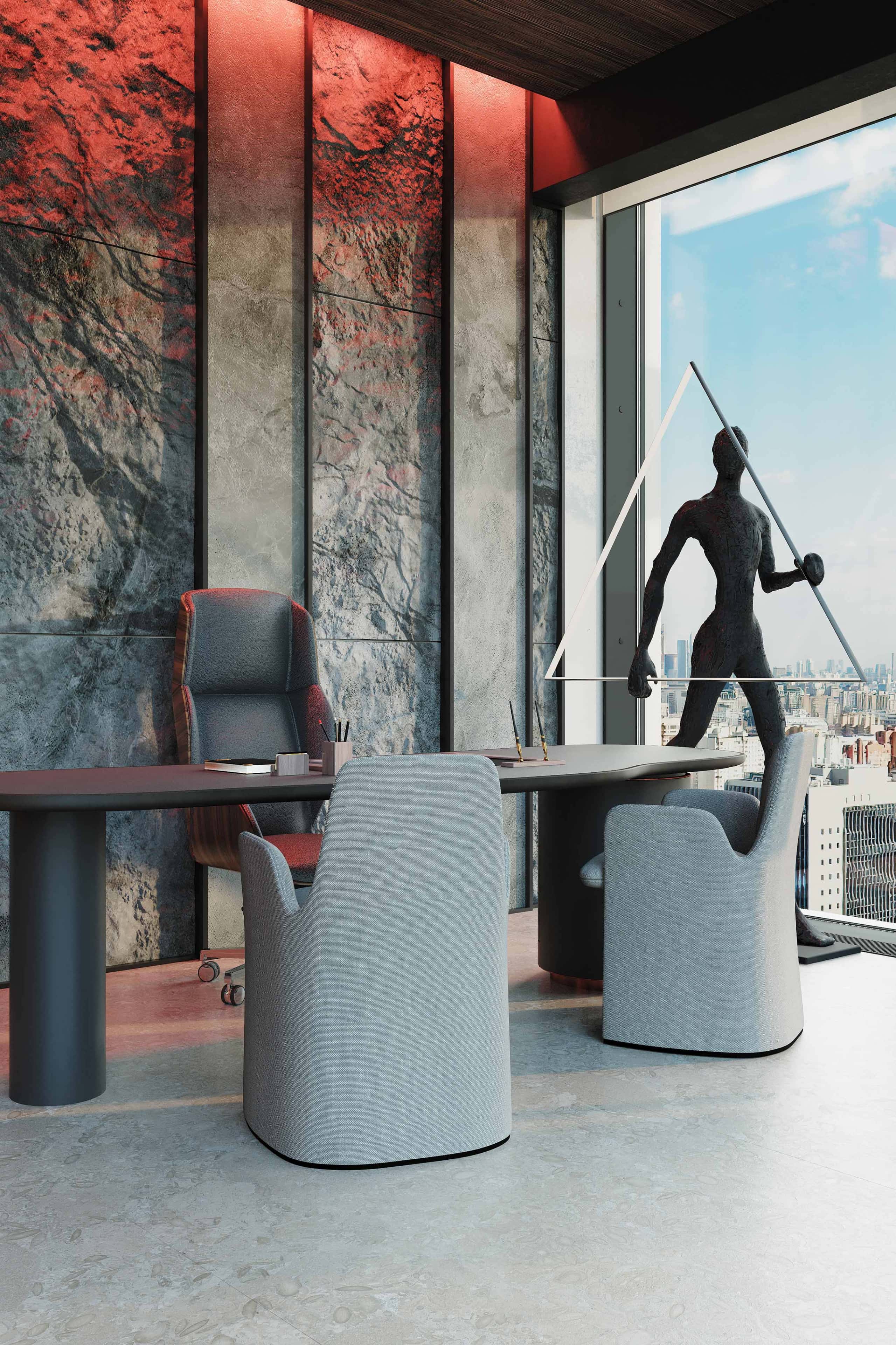 Loftowe biuro 2026 Domowe biuro w stylu loft 2026 z drewnianymi akcentami i ergonomicznym krzesłem.