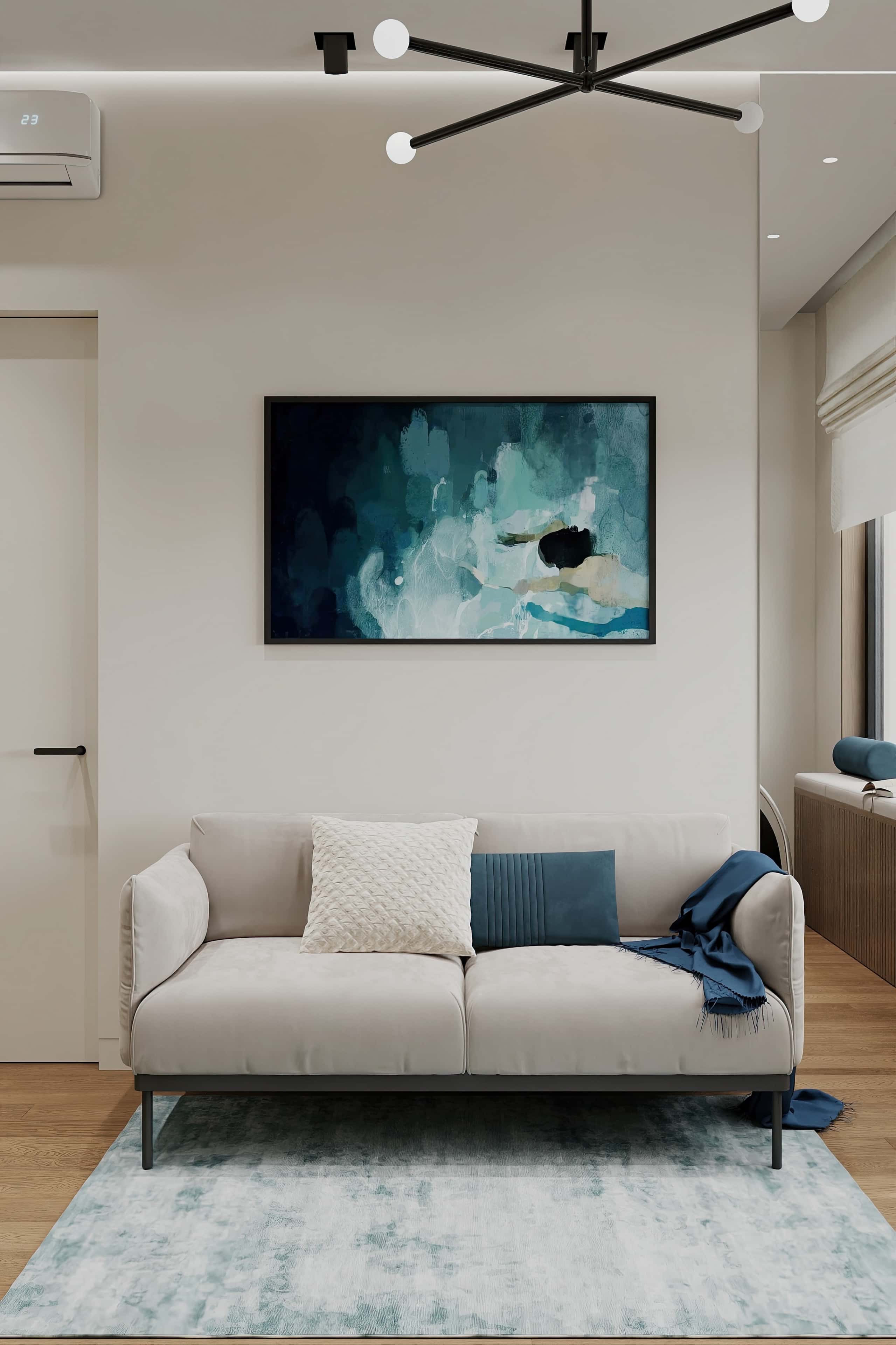 Welur i Radość w Salonie Aranżacja mieszkania 2026: salon w stylu dizajnu dofaminowego z welurową sofą.