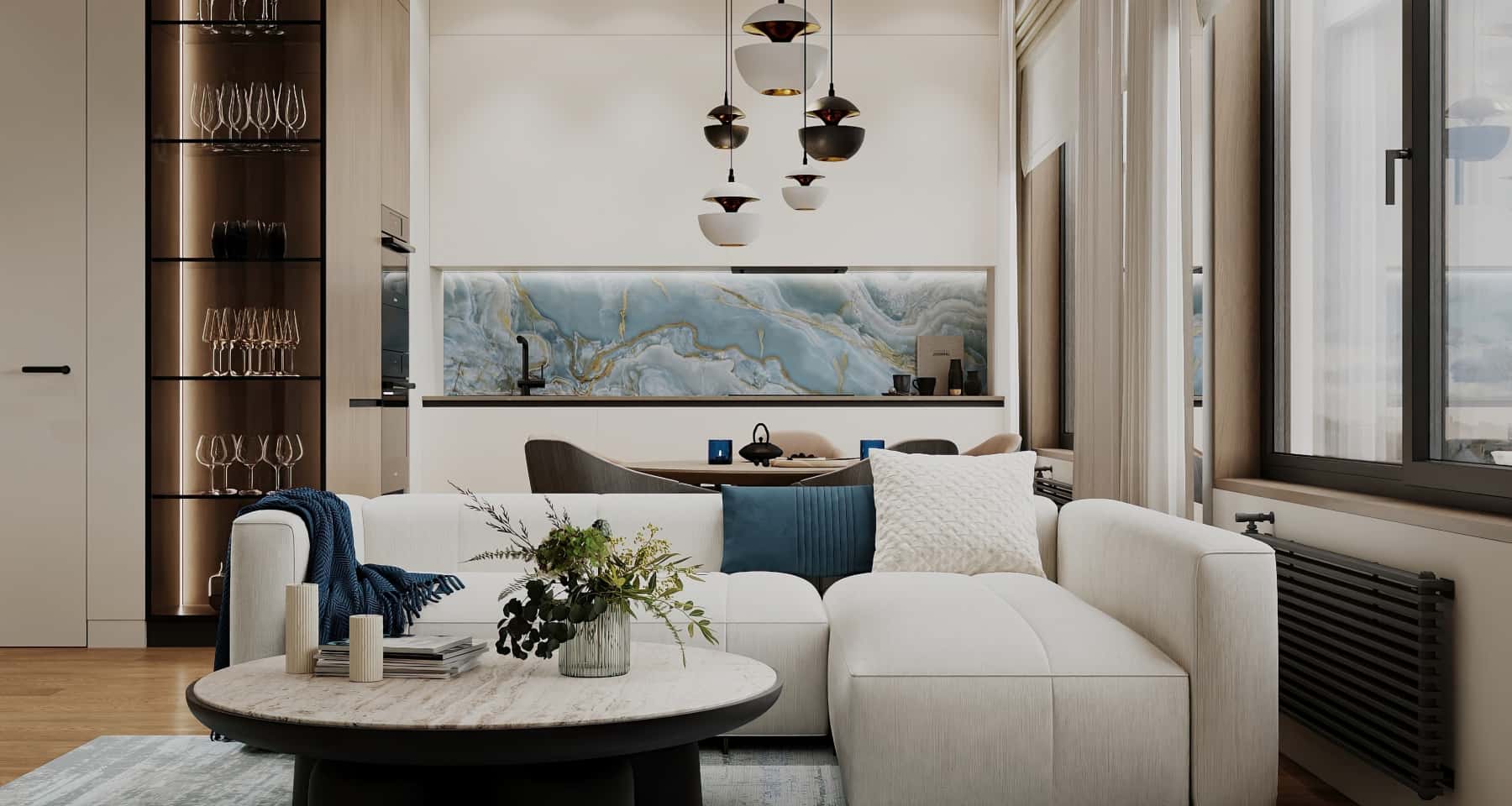 Metaliczne Akcenty w Kuchni Pomysł na remont mieszkania 2026: kuchnia z wyspą i metalowymi akcentami.