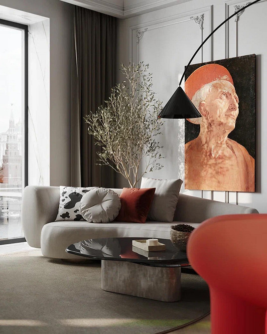 Szara elegancja Szara sofa w salonie 2026. Uniwersalny kolor i elegancki design.