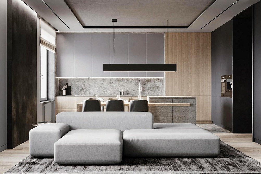 Nowoczesny design szarej kanapy 2026, prezentujący aktualne trendy w minimalistycznym wnętrzu.